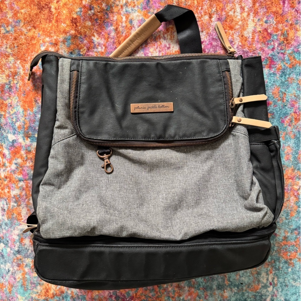 Petunia Pickle Bottom Pivot Backpack in Charcoal and Black